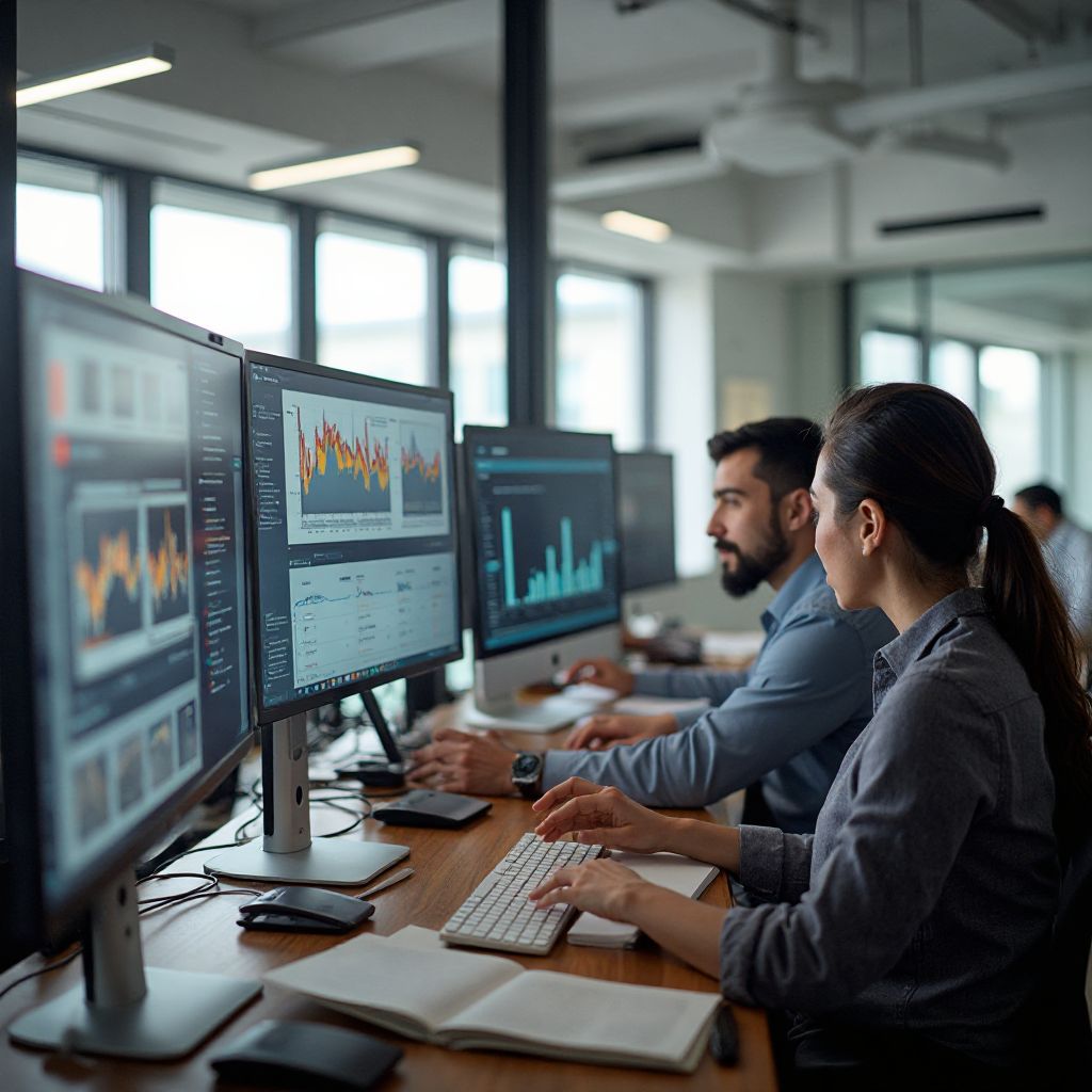 Equipo DataVision trabajando en oficina moderna